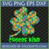 Autism Awareness Choose Kind SVG with colorful puzzle piece clover and green text
