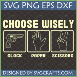 Glock Paper Scissors SVG Funny Gun Design for Cricut and Silhouette