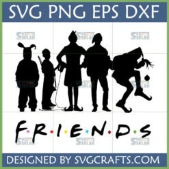 A Christmas Story Friends SVG digital file featuring character silhouettes with Friends logo