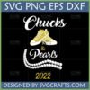 Chucks and Pearls 2022 SVG design with gold glitter sneakers and white pearl necklace