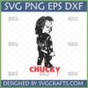 Chucky SVG digital design with knife, iconic horror doll for Cricut crafts.