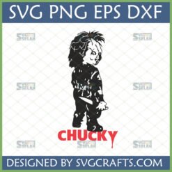 Chucky SVG digital design with knife, iconic horror doll for Cricut crafts.