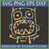 Quirky Doodle Monster SVG with colorful dripping outline