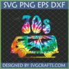70s Tie Dye Van SVG and '70s' Text Design for Cricut and Sublimation