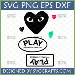 Comme des Garçons Play Heart SVG Bundle with multiple heart designs and text logos