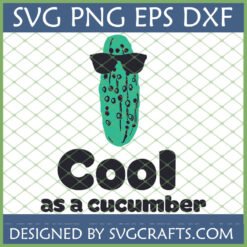 Cool as a Cucumber SVG with funny pickle wearing sunglasses for Cricut projects