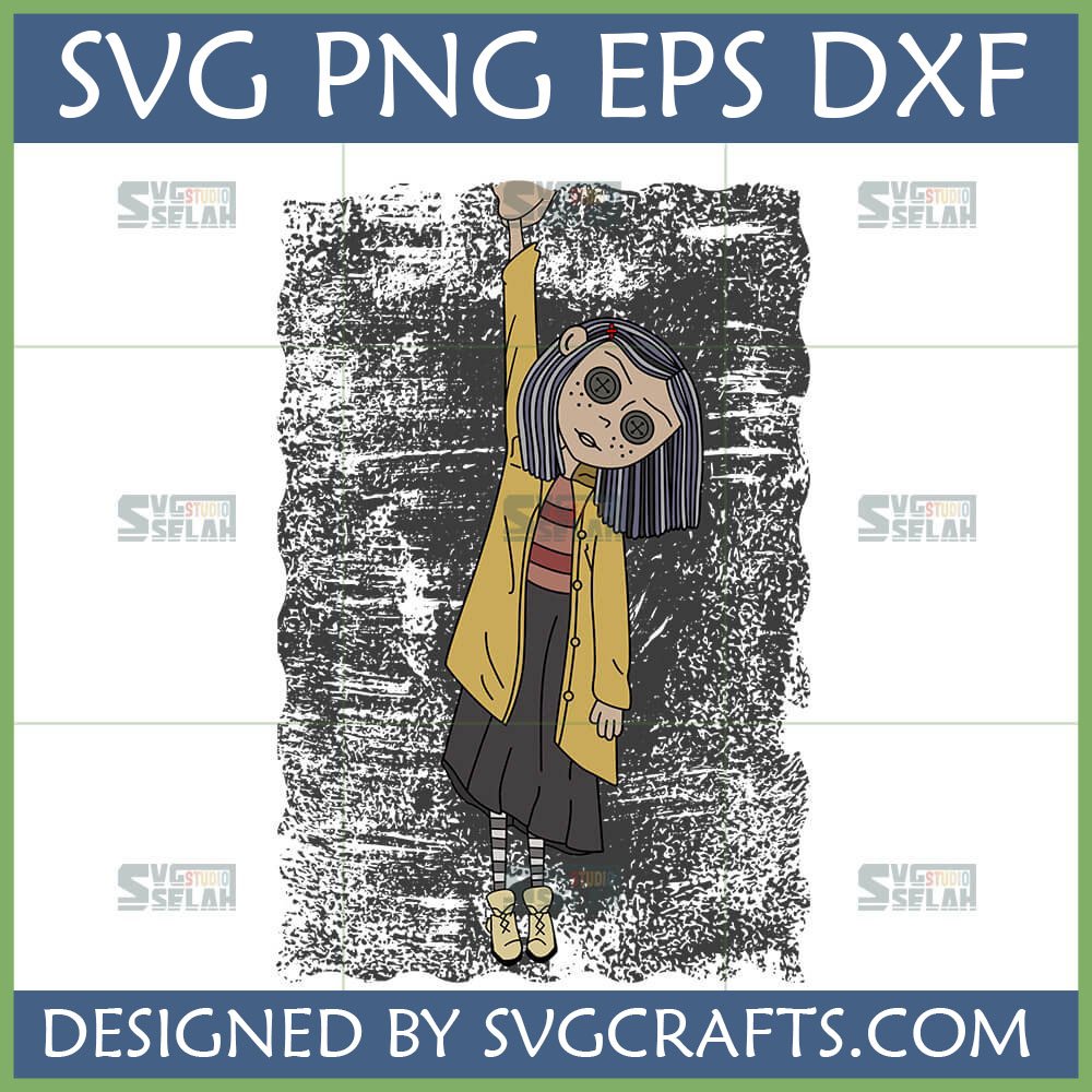 Coraline Button Eye Girl SVG for Cricut and Crafting