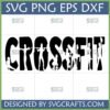CrossFit SVG Design with dynamic athlete silhouettes inside letters