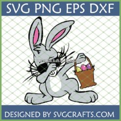 Funny Easter Bunny SVG with Sunglasses and Easter Basket