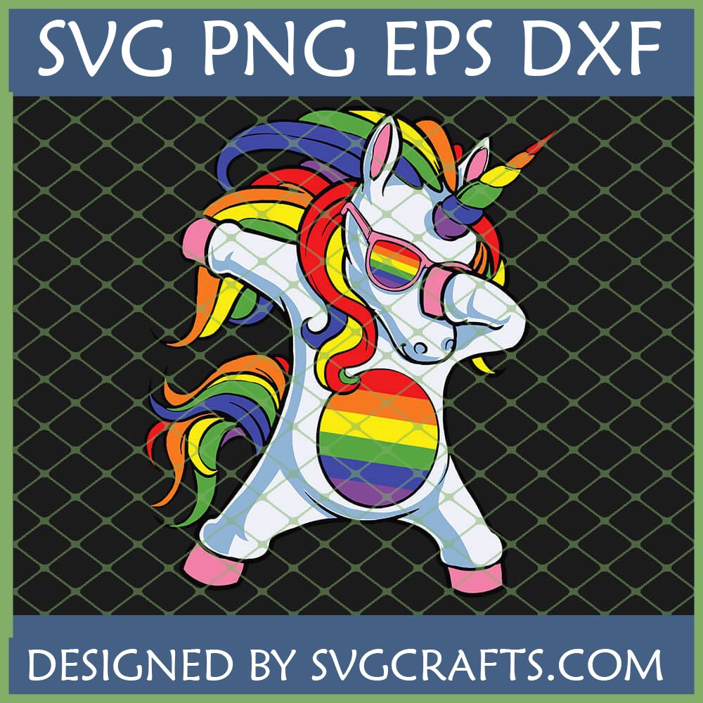 Rainbow Dabbing Unicorn SVG PNG EPS DXF file for Cricut and Sublimation