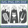 Dad BBQ SVG design featuring grilling tools and flames, perfect for Father's Day gifts and grill master apparel.