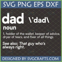 Funny Dad Definition SVG with dictionary style text for Cricut and sublimation crafts