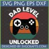 Dad Level Unlocked SVG design with retro sunset and game controller