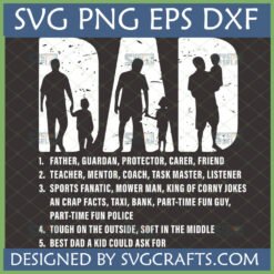 Dad Definition SVG file with father and child silhouettes, perfect for Father's Day gifts.