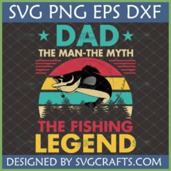 Dad Fishing Legend SVG for T-shirt with retro bass fishing design
