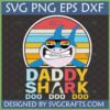 Daddy Shark Retro SVG PNG DXF with cool shark in sunglasses and vintage sunset background for Father's Day