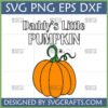 Cute Daddy's Little Pumpkin SVG design with an orange pumpkin and green stem, perfect for Fall and Halloween baby apparel.