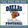 Funny Dallas Thanksgiving Football Turkey SVG design with sunglasses and a football