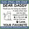 Funny Cat Dad SVG design featuring a cat and humorous 'Dear Daddy' quote for Father's Day gifts