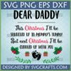 Dear Daddy First Christmas Pregnancy Announcement SVG design with holly and baby footprints