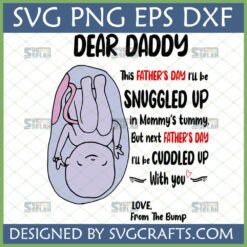 Heartwarming Expecting Dad Father's Day SVG from the bump, featuring a baby in a womb illustration and a message for dad-to-be.