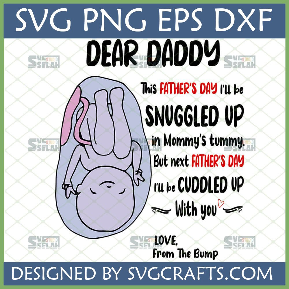 Heartwarming Expecting Dad Father's Day SVG from the bump, featuring a baby in a womb illustration and a message for dad-to-be.