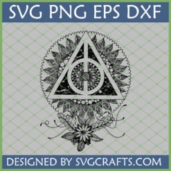 Detailed Deathly Hallows Mandala SVG PNG DXF EPS digital file for Cricut crafting