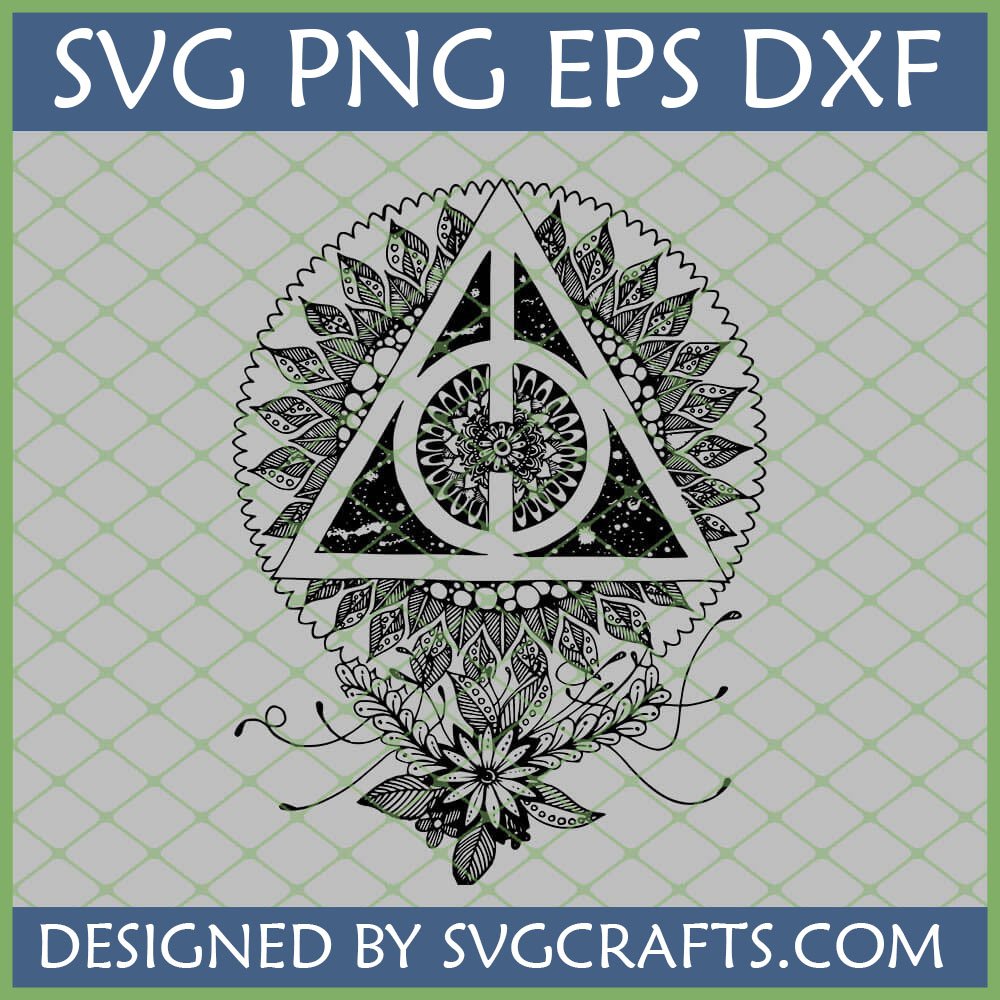 Detailed Deathly Hallows Mandala SVG PNG DXF EPS digital file for Cricut crafting