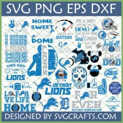 Large Detroit Lions SVG Bundle for Cricut and Sublimation with various fan designs