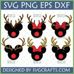Mickey Minnie Reindeer SVG Bundle Christmas Cut Files for Cricut and Silhouette