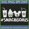Disney Snack Goals SVG bundle with Halloween Mickey pumpkin, Dole Whip, and theme park drink silhouettes for Cricut and sublimation.