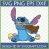 Funny Stitch Easter SVG PNG DXF digital file featuring Stitch winking with a chocolate bunny and Easter eggs