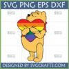 Winnie the Pooh holding a rainbow pride heart SVG PNG DXF EPS digital file
