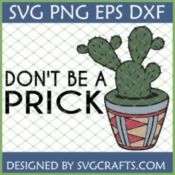 Funny Cactus SVG Don't Be a Prick digital design for Cricut and sublimation crafting projects