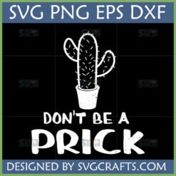 Funny Cactus SVG 'Don't Be a Prick' digital design for Cricut and sublimation