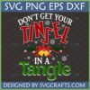 Funny Christmas Tinsel Tangle SVG design with festive bells, ribbon, and snowflakes for holiday crafting