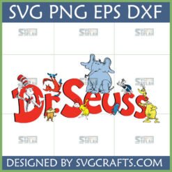Dr Seuss Characters SVG File with Cat in the Hat, Horton, Lorax, Grinch for Cricut and Sublimation