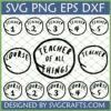 Teacher SVG Bundle for Cricut with 'Teacher of All Things' and numbered designs 1-5 for teacher appreciation