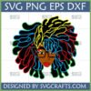 Empowering Black Woman Locs SVG with glasses and vibrant colorful dreadlocks for Cricut and sublimation crafts