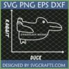 Rabbit Duck Illusion SVG design on a grid background with 'Rabbit' and 'Duck' labels, showcasing a minimalist line art optical illusion.