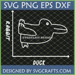 Rabbit Duck Illusion SVG design on a grid background with 'Rabbit' and 'Duck' labels, showcasing a minimalist line art optical illusion.