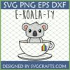 E-Koala-ty Koala Pride SVG PNG DXF EPS design featuring a cute koala in a teacup with a rainbow pride flag teabag tag.