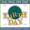 Earth Day SVG design with globe and 'Earth Day' text for Cricut projects
