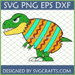 Grumpy Dinosaur SVG wearing a striped sweater, perfect for Cricut and sublimation projects.