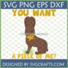 Funny Chocolate Bunny SVG with "You Want A Piece Of Me?" text for Easter Cricut projects.