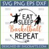 Eat Sleep Basketball Repeat SVG design with player silhouettes for Cricut and crafts