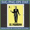 El Padrino Loteria Card SVG digital download with a dapper gentleman in a tuxedo, monocle, and cigar.