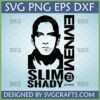 Eminem Slim Shady Detroit SVG PNG DXF EPS digital design file featuring a black and white silhouette portrait of the rapper with text 'EMINEM', 'SLIM SHADY', and 'DETROIT'.