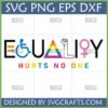 Equality Hurts No One SVG PNG DXF EPS design with wheelchair, rainbow, raised fist, and female symbols