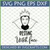 Resting Witch Face SVG featuring the Evil Queen from Snow White with a crown, ready for Cricut projects.